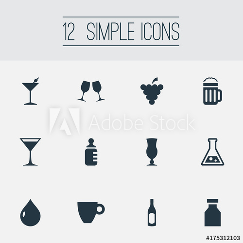 500x500 Vector Illustration Set Of Simple Beverage Icons Elements