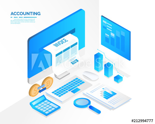 500x400 Accounting System, Isometric Blue Light Concept There Are