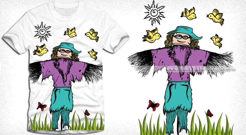 Cartoon Scarecrow With Birds Vector T Shirt Design Vector T 860x473 Cartoon Scarecrow With Birds Vector T Shirt Design Vector T