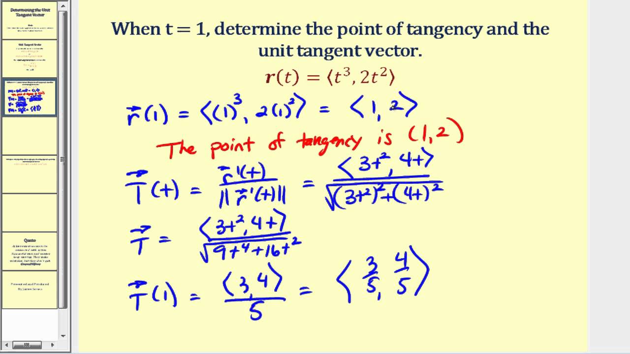 Determining The Unit Tangent Vector 1280x720 Determining The Unit Tangent Vector