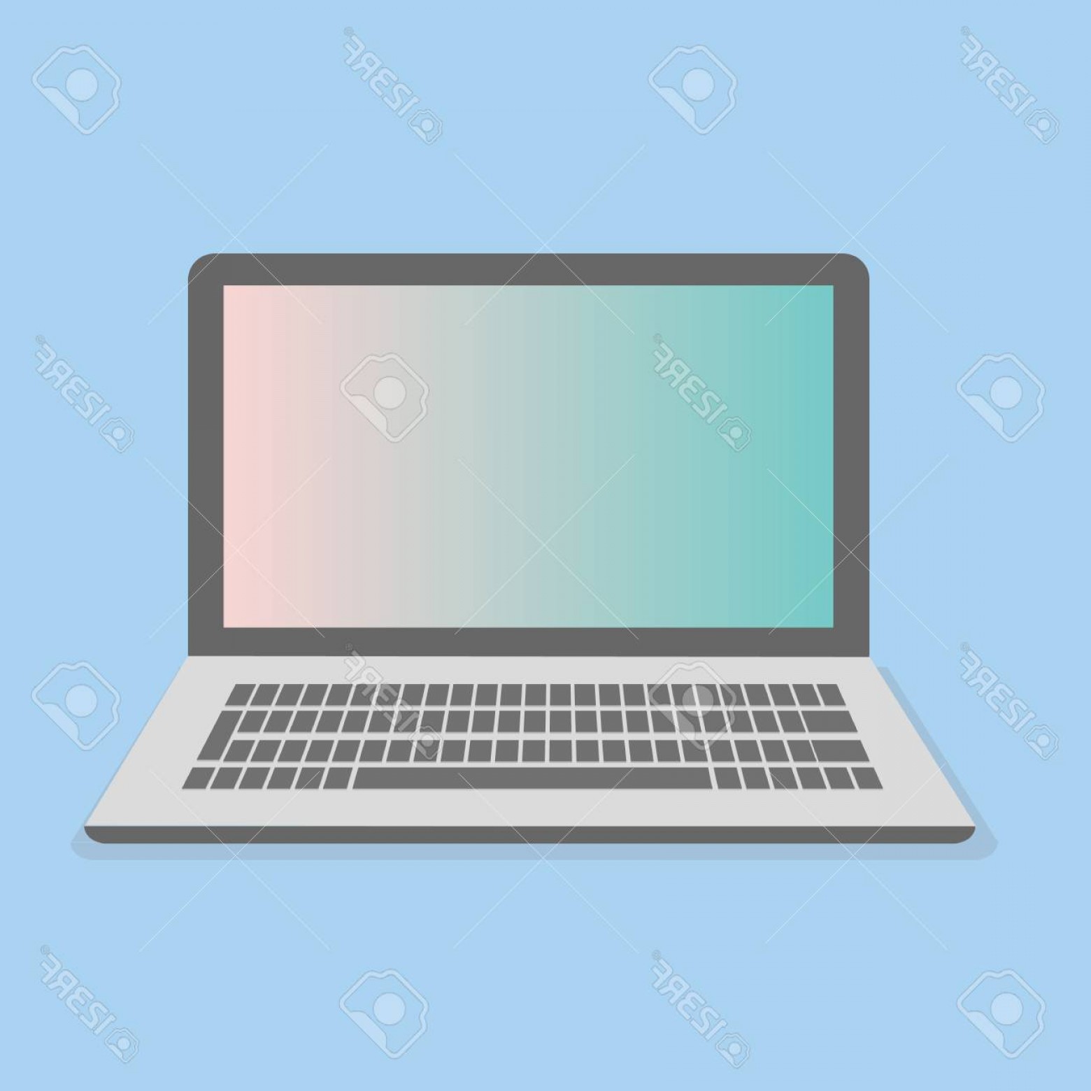 1560x1560 Photostock Vector Computer With Keyboard Tab And Pastel Screen
