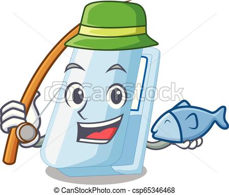 450x382 Fishing Cartoon Staplers On Above Wooden Tables Vector Illustration