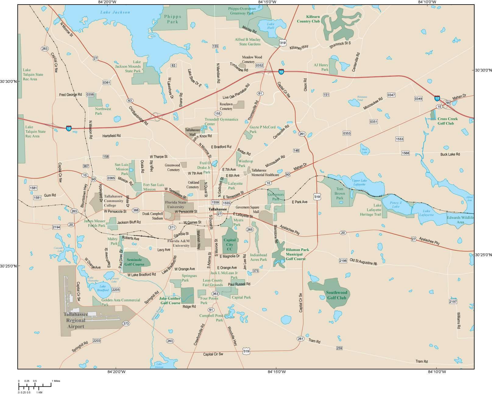 1615x1295 Tallahassee Map Adobe Illustrator Vector Format