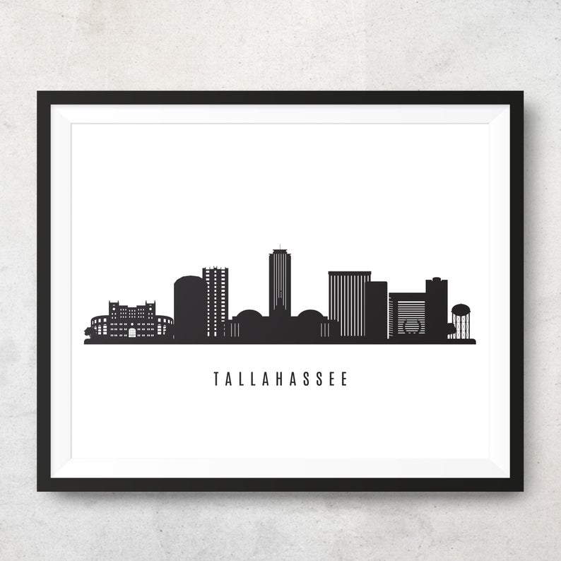 794x794 Tallahassee Skyline Printable Tallahassee Florida Black Etsy