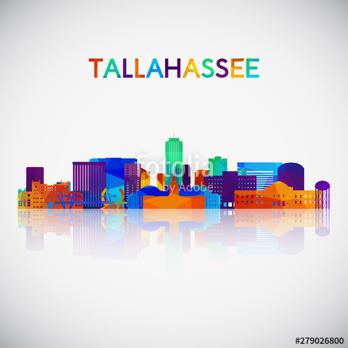 500x500 Tallahassee Skyline Silhouette In Colorful Geometric Style Symbol