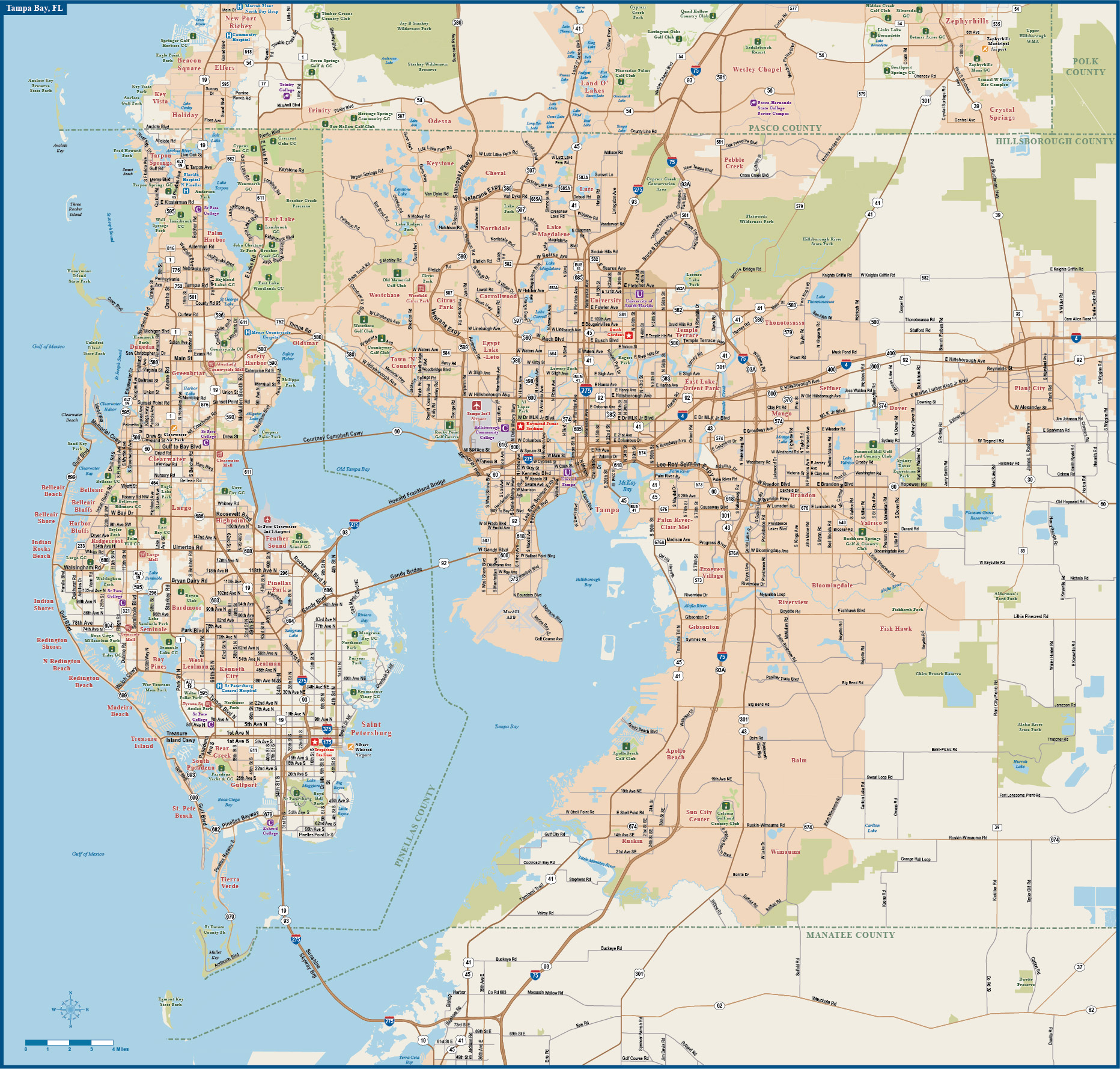 1864x1778 Tampa Bay Metro Map Digital Vector Creative Force
