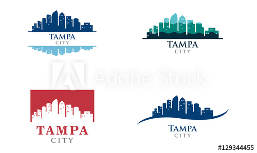 500x299 Tampa City Skyline Cityscape Landscape Logo Set