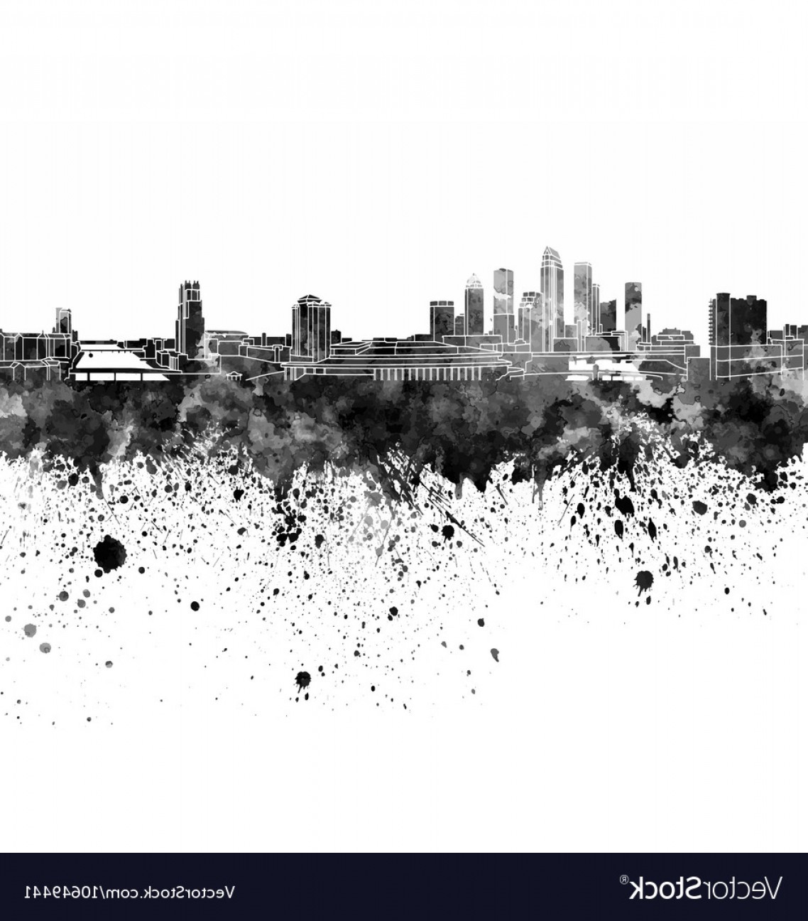 1138x1296 Tampa Skyline In Black Watercolor On White Vector Handandbeak