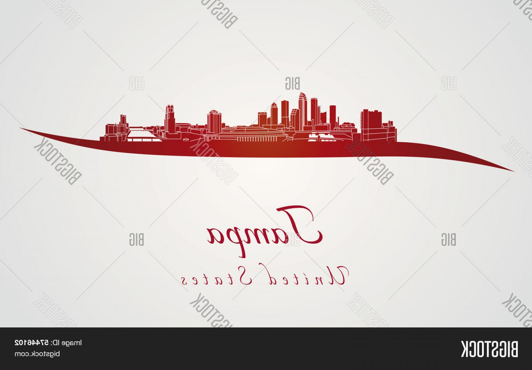 1800x1251 Stock Vector Tampa Skyline In Red Hoodamathrun