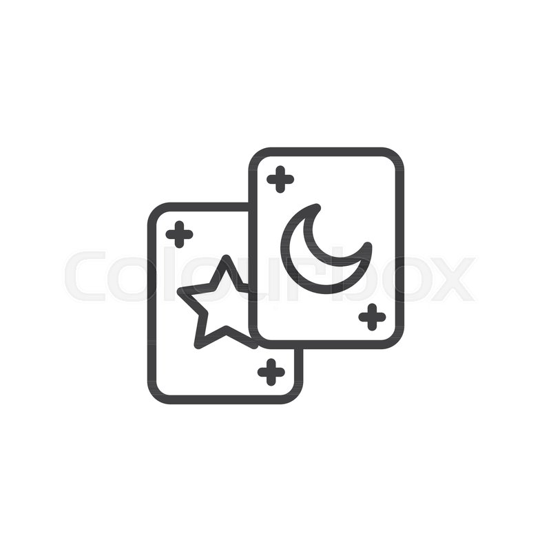 800x800 Tarot Cards Outline Icon Linear Style Stock Vector Colourbox
