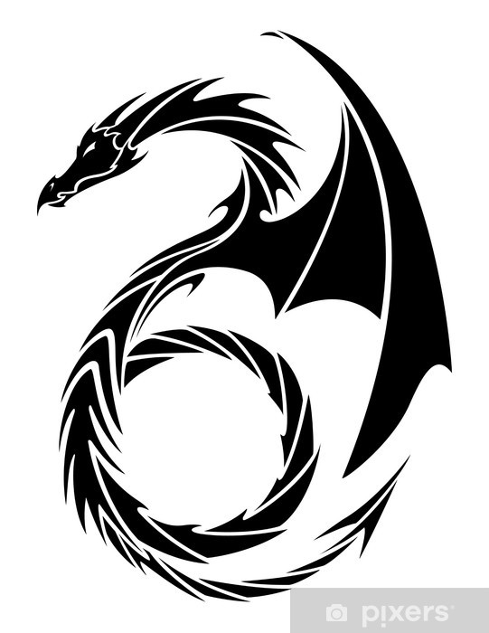 541x700 Vector Tattoo Dragon Wall Mural