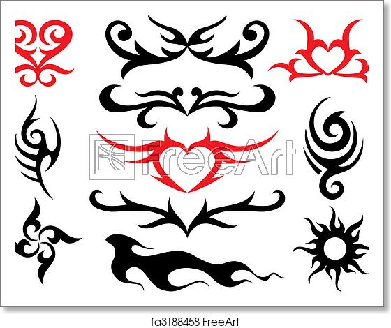 560x470 Free Art Print Of Tattos, Vector Tattoo Design Set, Vector