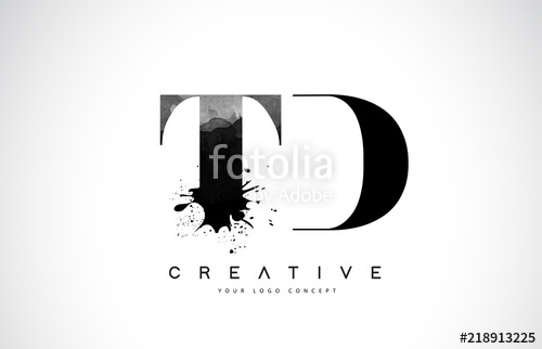 500x322 Td T D Letter Logo Design With Black Ink Watercolor Splash Spill