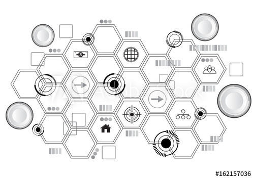 500x354 Small Buttons And Hive With Icons Vector Tech Background