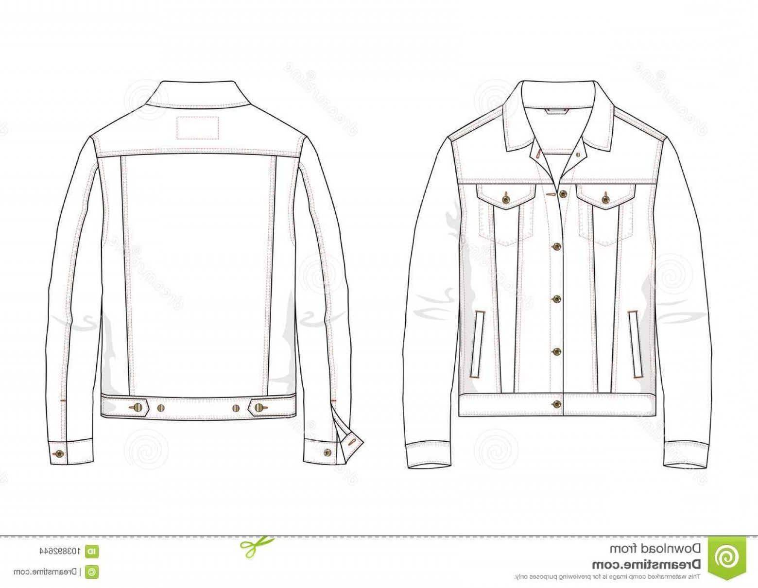 1560x1210 Technical Sketch Denim Jacket Vector Man Fashion Illustration