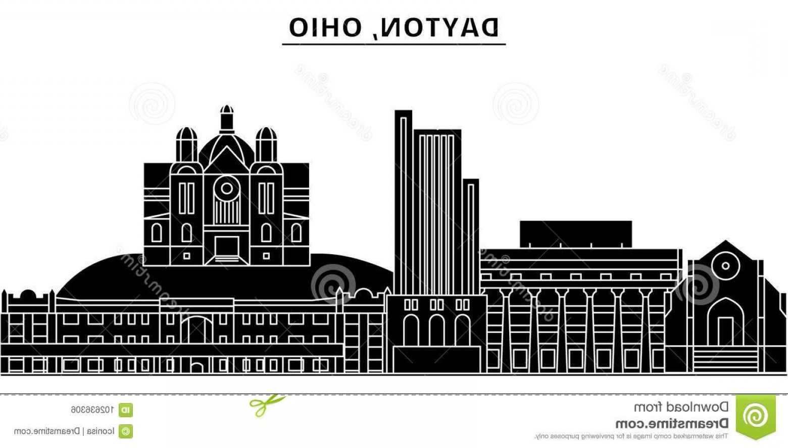 1560x888 Usa Dayton Ohio Architecture Vector City Skyline Black Cityscape