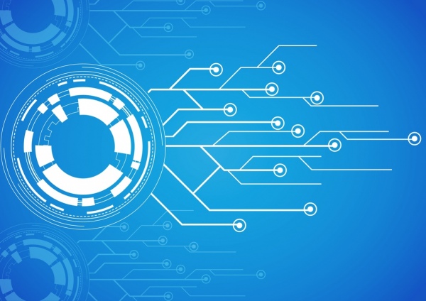 600x424 Technology Background Blue Flat Backdrop Round Branches Decoration