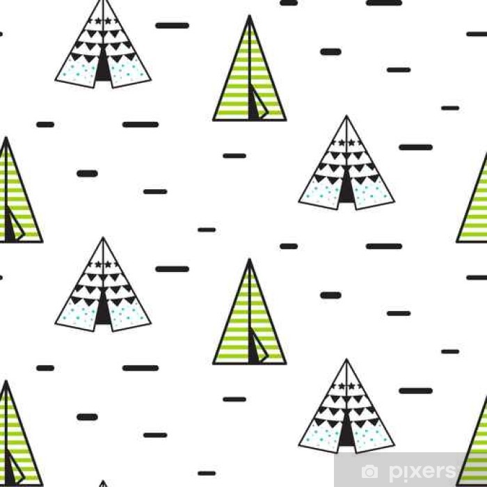 700x700 Teepee Tent Vector Seamless Pattern For Children Indian Wigwam
