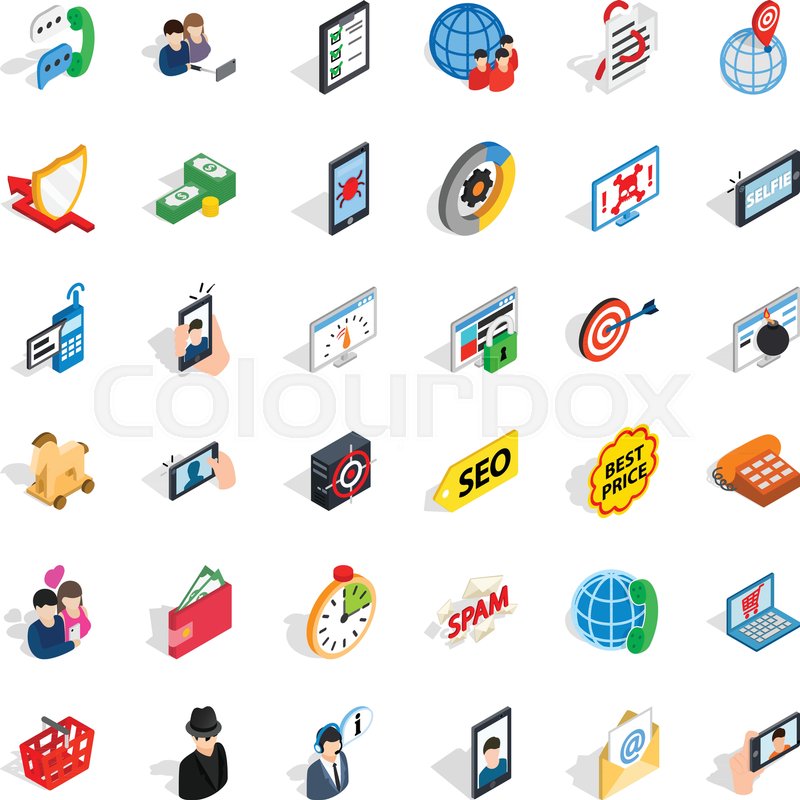 800x800 Telecom Icons Set Isometric Set Of Stock Vector Colourbox