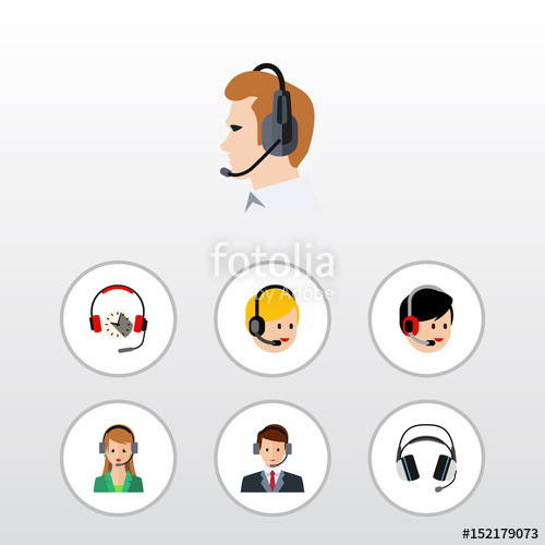 500x500 Flat Telemarketing Set Of Headphone, Call Center, Earphone