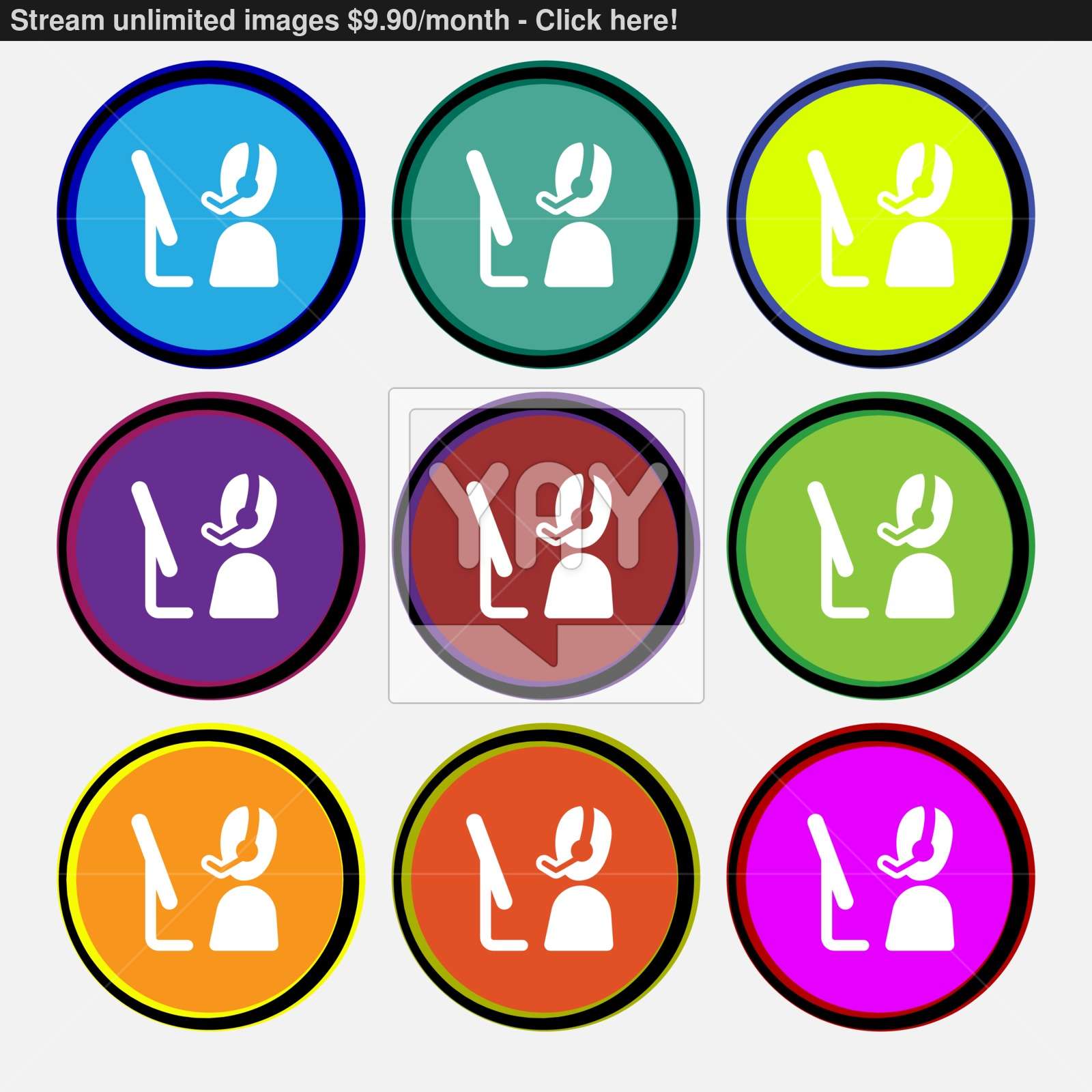 1600x1600 Telemarketing Icon Sign Nine Multi Colored Round Buttons Vector