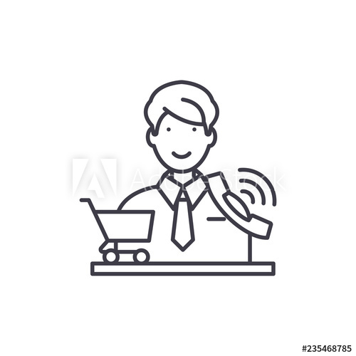 500x500 Telemarketing Line Icon Concept Telemarketing Vector Linear