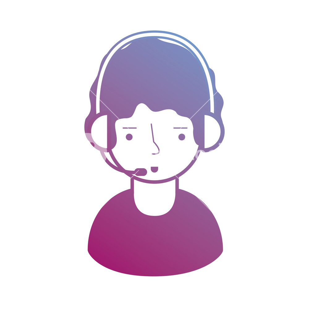 1000x1000 Contour Call Center Man Operator Vector Illustration Royalty Free
