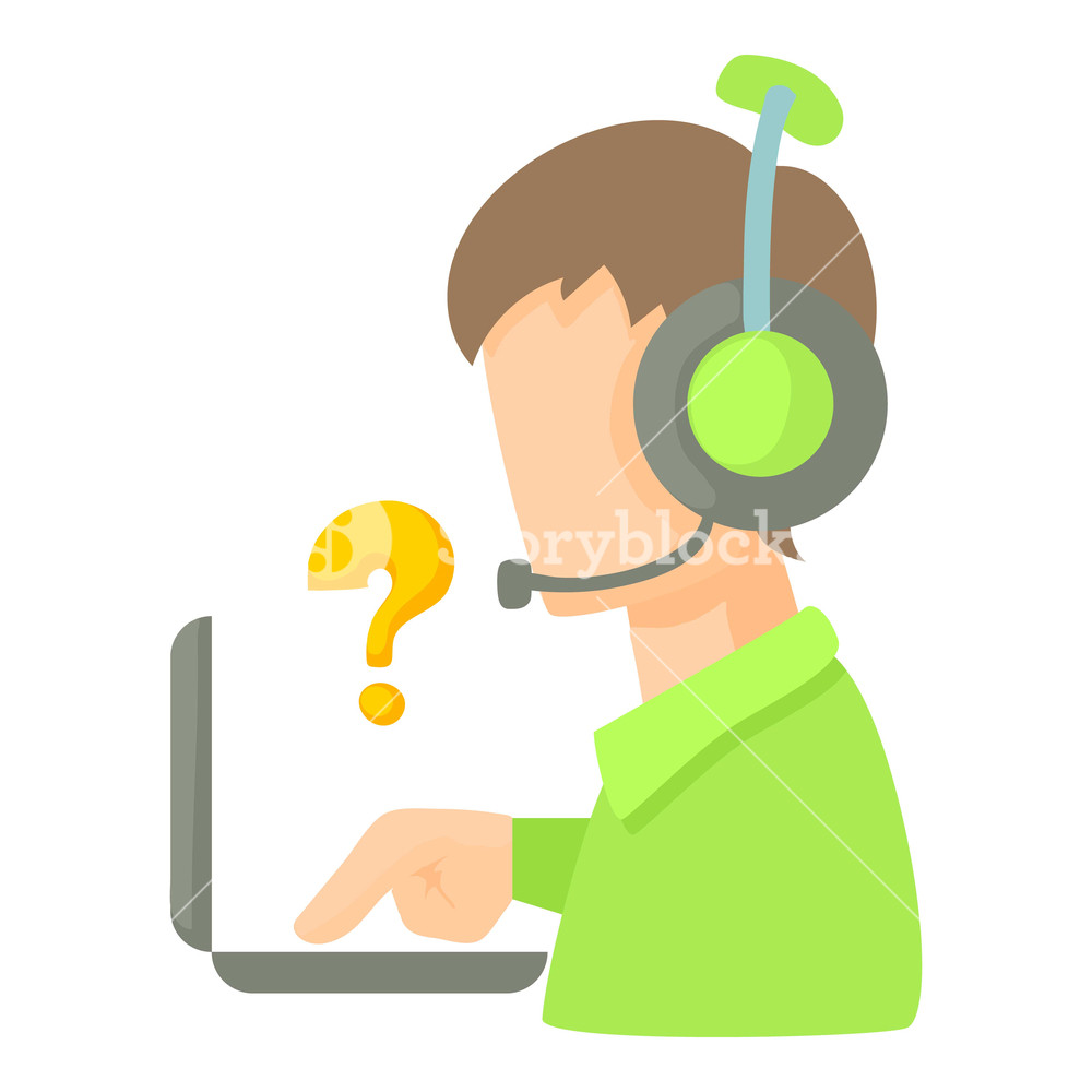 1000x1000 Call Center Operator With Headset And Laptop Icon Cartoon