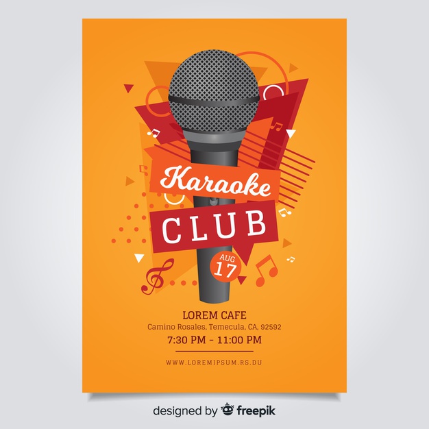 626x626 Karaoke Poster Template Flat Style Vector Free Download