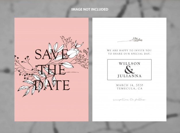 626x463 Modern Wedding Save The Date Living Coral Branches Vector Template