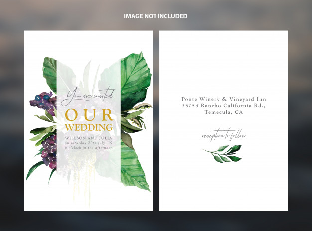 626x463 Modern Wedding Save The Date Watercolor Foliage Vector Template