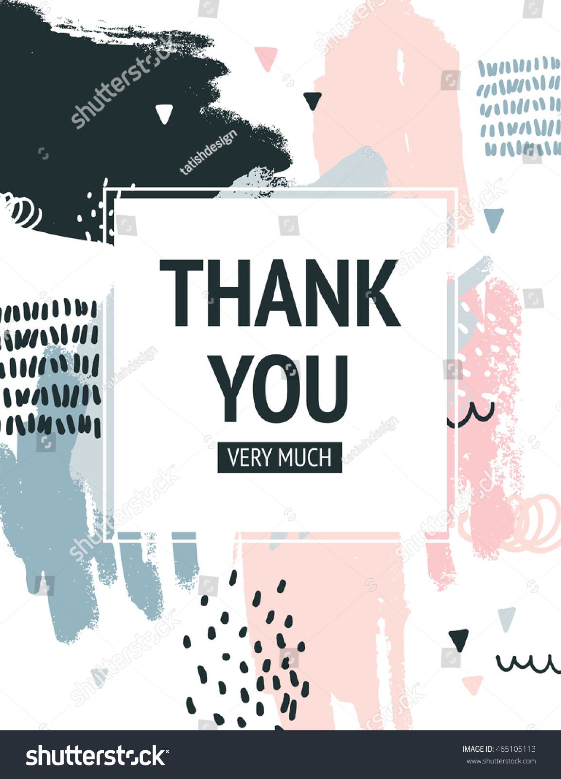 1154x1600 Vector Thank You Card With Abstract Background, Hand Drawn