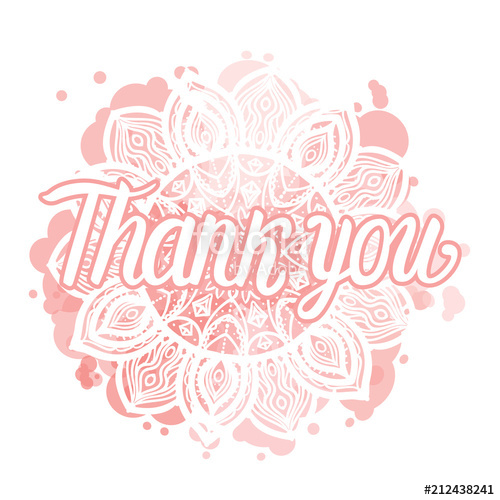 500x500 Vector Thank You Card Cute Mandala Pattern On A Watercolor