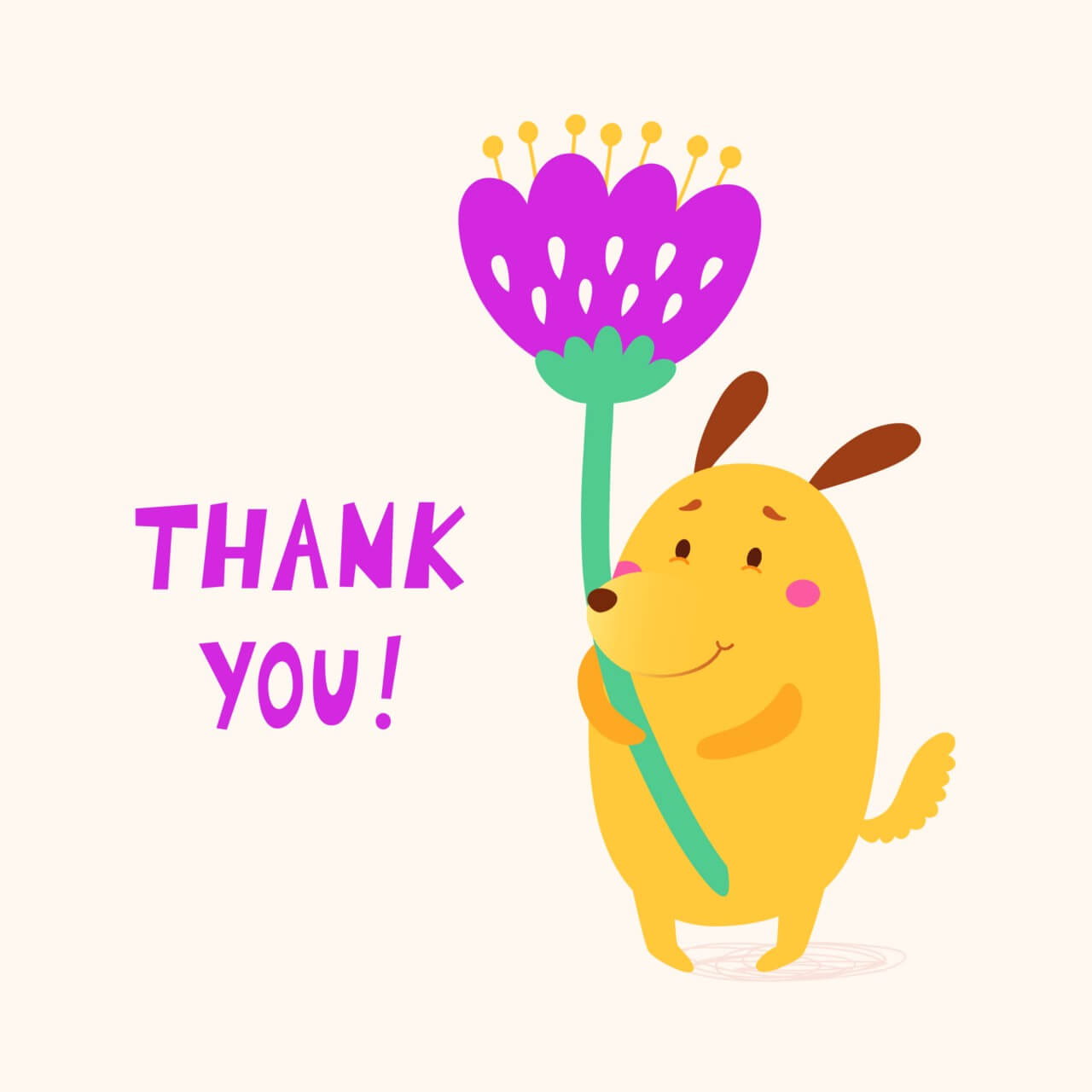1280x1280 Free Vector Thank You Vector Card With Cute Dog