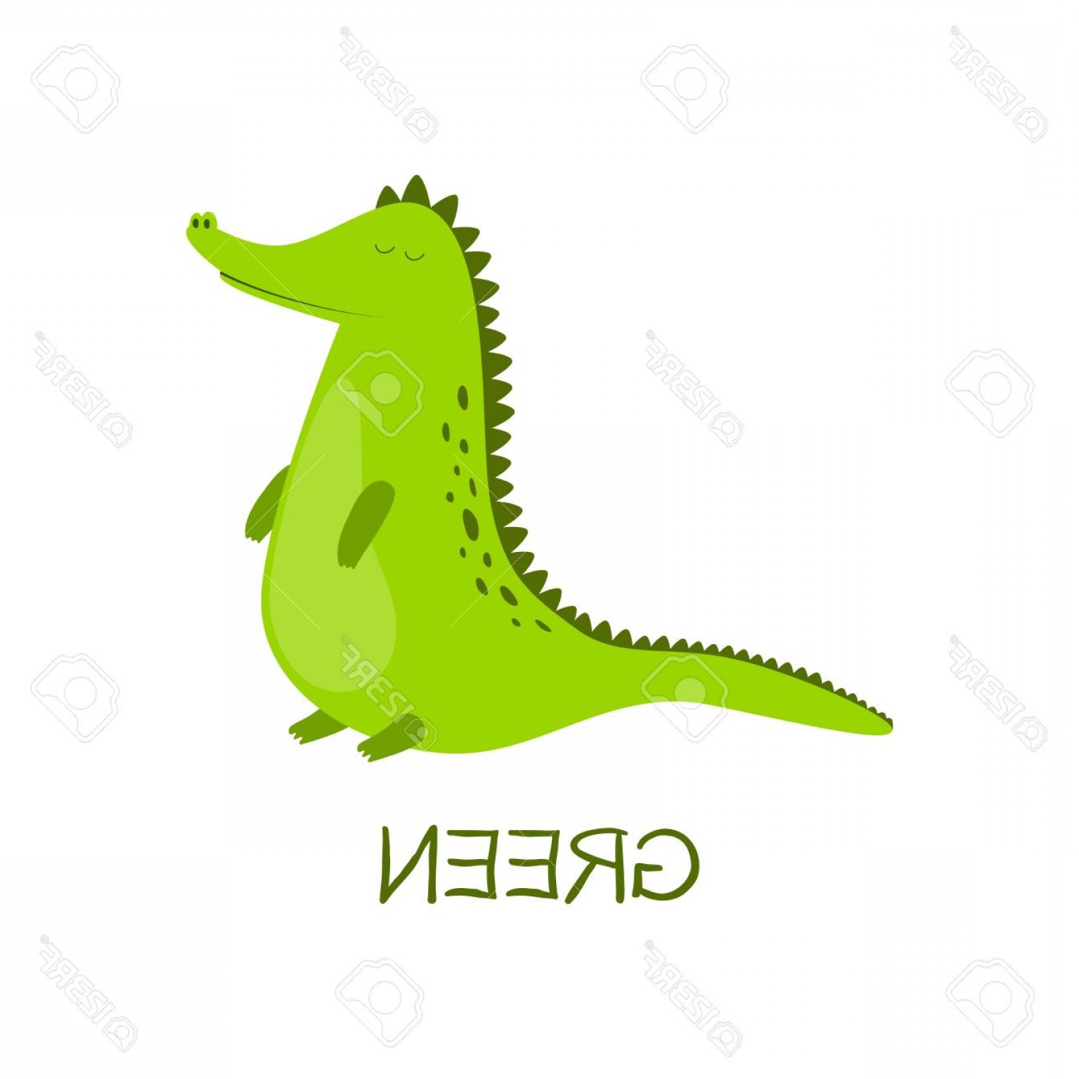 1560x1560 Photostock Vector Alligator Green Lettering Cute Crocodile Funny