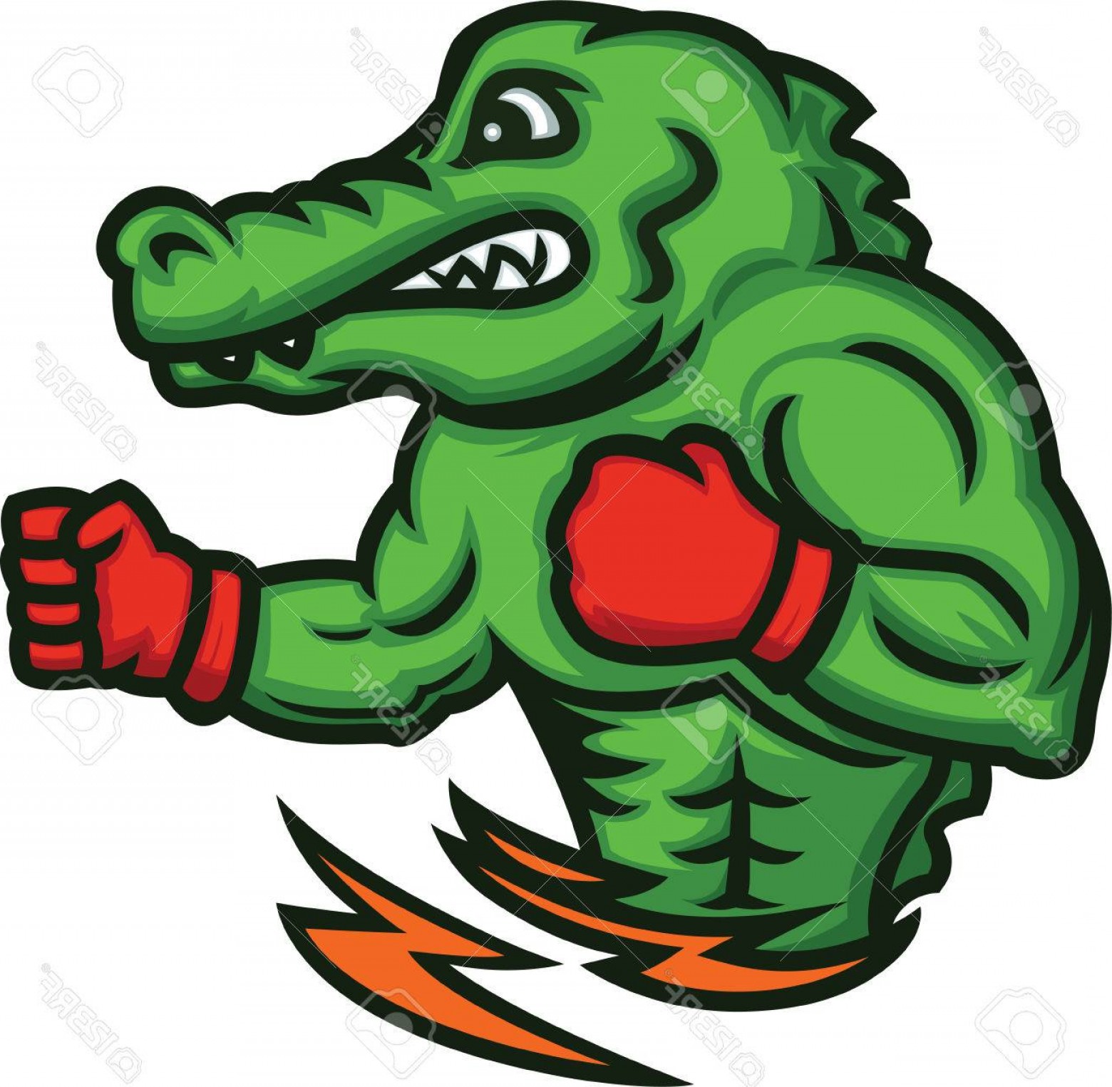 1560x1525 Photostock Vector Crocodile Fighter Cartoon Illustration Isolated