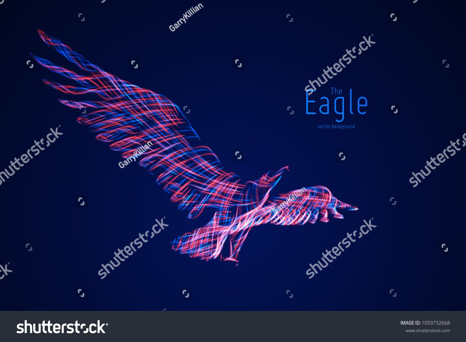 1500x1101 Vector Eagle In Flight From Abstract Swirl Lines Eagle In Motion