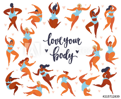 500x411 Feminism Body Positive Set With Love To Own Figure, Female Freedom