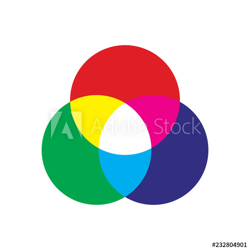 500x500 Vector Icon Of Rgb Additive Color Mix Theory With Primary Lights