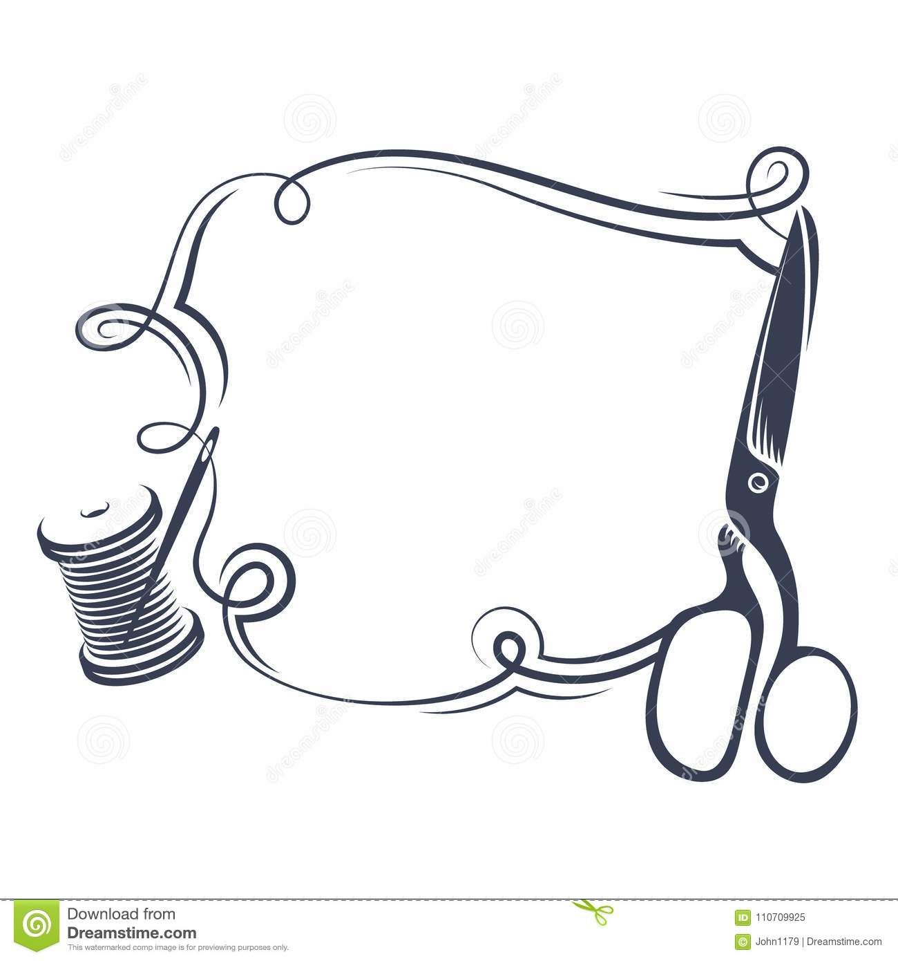 1300x1390 Photo About Scissors And Thread To Sew Silhouette Vector