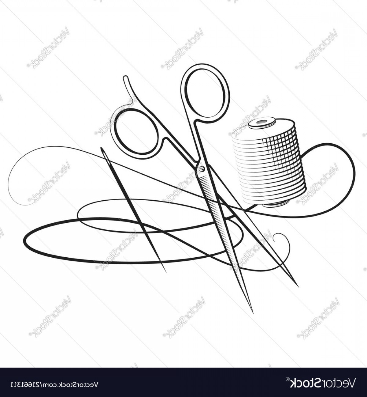 1200x1296 Scissors And Needle With Thread Vector Lamaison