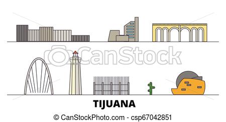 450x244 Mex Tijuana Flat Landmarks Vector Illustration Mexico