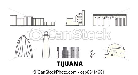 450x244 Mex Tijuana Line Travel Skyline Set Mex Tijuana Outline