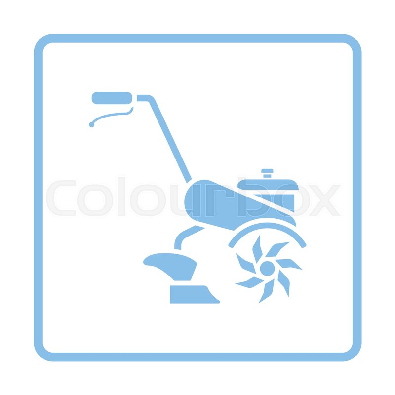 800x800 Garden Tiller Icon Blue Frame Design Stock Vector Colourbox