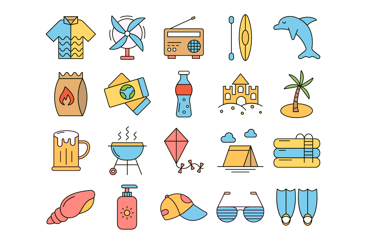 1440x960 Summer Time Vector Free Icon Set