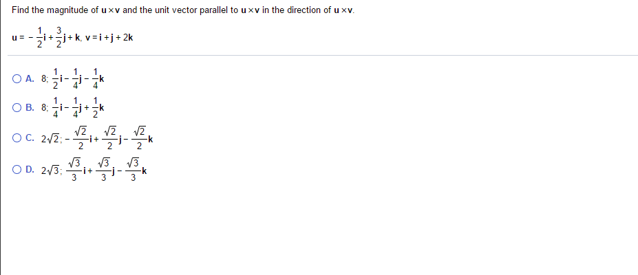 927x400 Solved Find The Magnitude Of U Xv And The Unit Vector Par