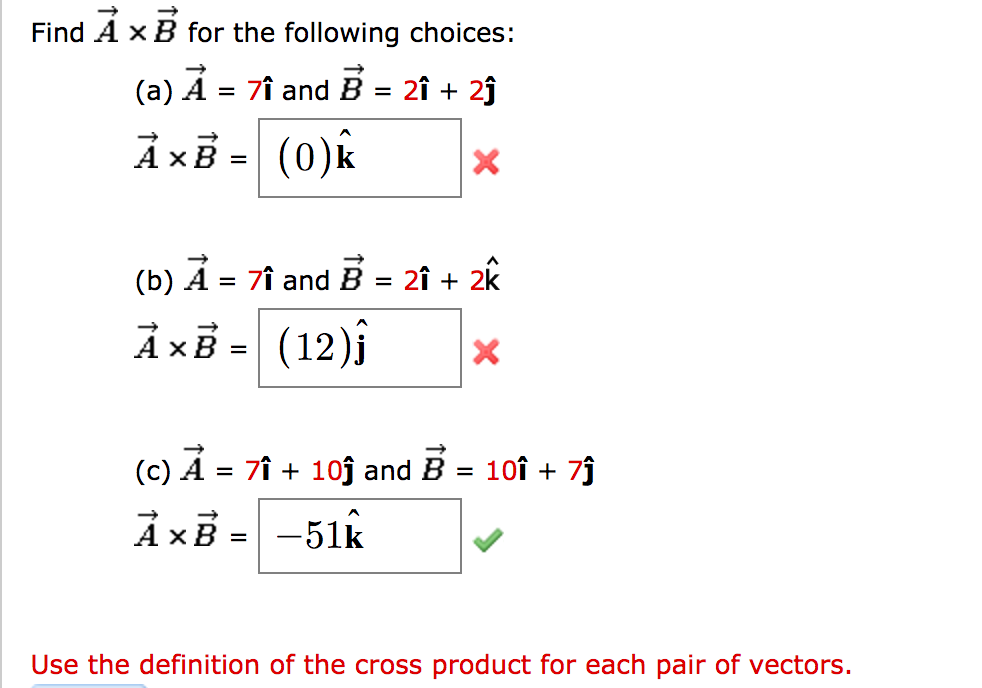 982x688 Solved Find Vector A Times Vector B For The Following Cho