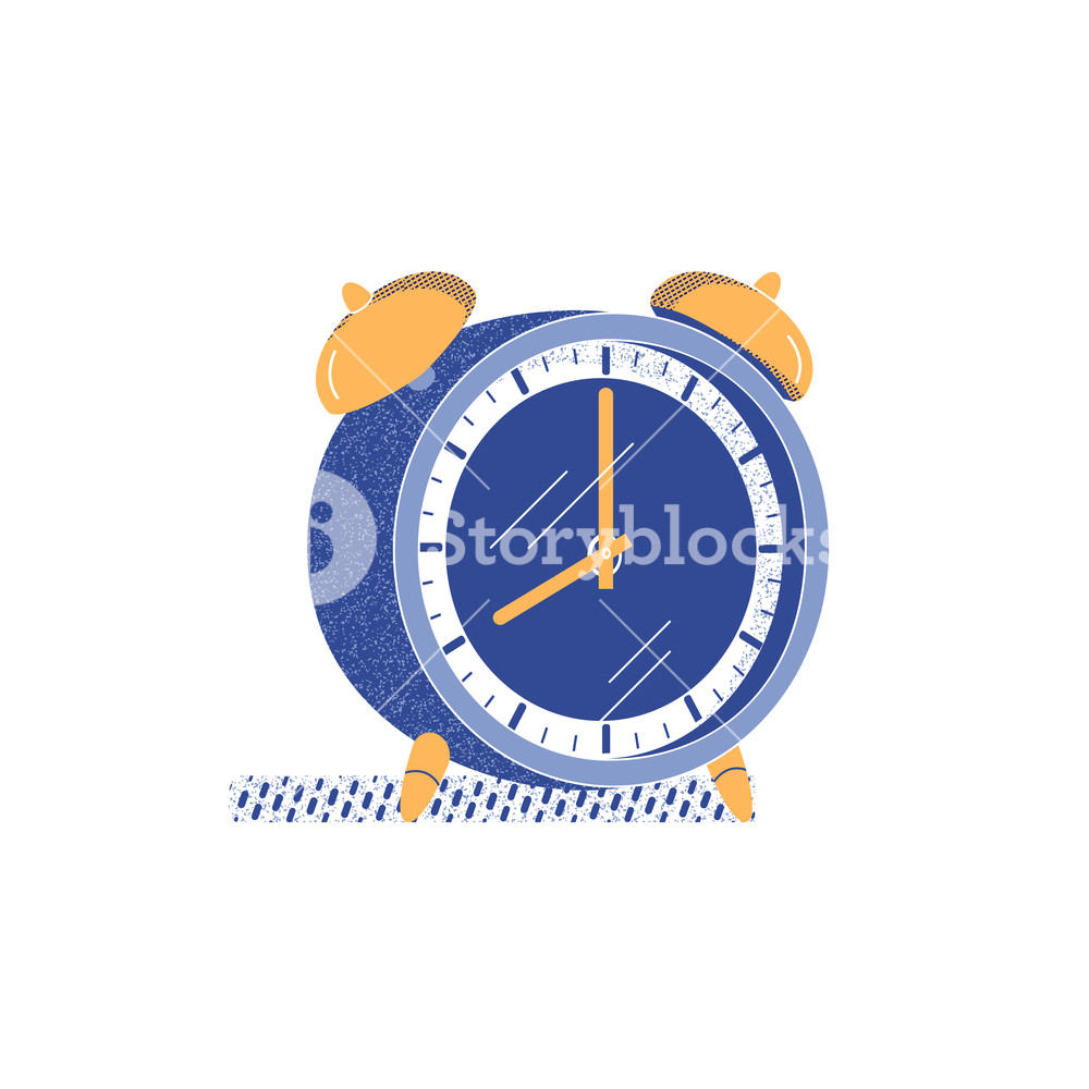 1000x1000 Mechanical Alarm Clock Flat Hand Drawn Vector Timing Watch