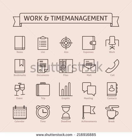 450x470 Set Of Vector Line Icons For Productivity, Personal Development