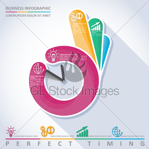 500x500 Business Infographic Perfect Timing, Vector Gl Stock Images